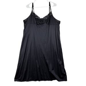 Vintage Vassarette Tank Slip Dress Women's 20" PTP Black Lace Sexy Nylon FLAW